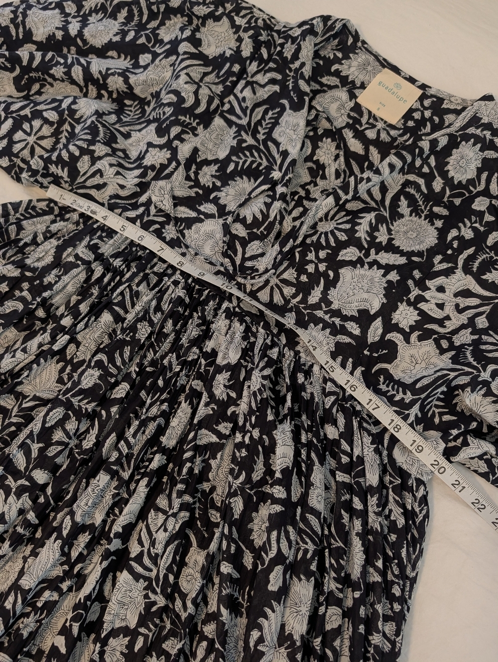 Guadalupe Anthropologie Anuka Black White Midi Dress Bohemian Hippie Floral Sz S - Picture 10 of 16